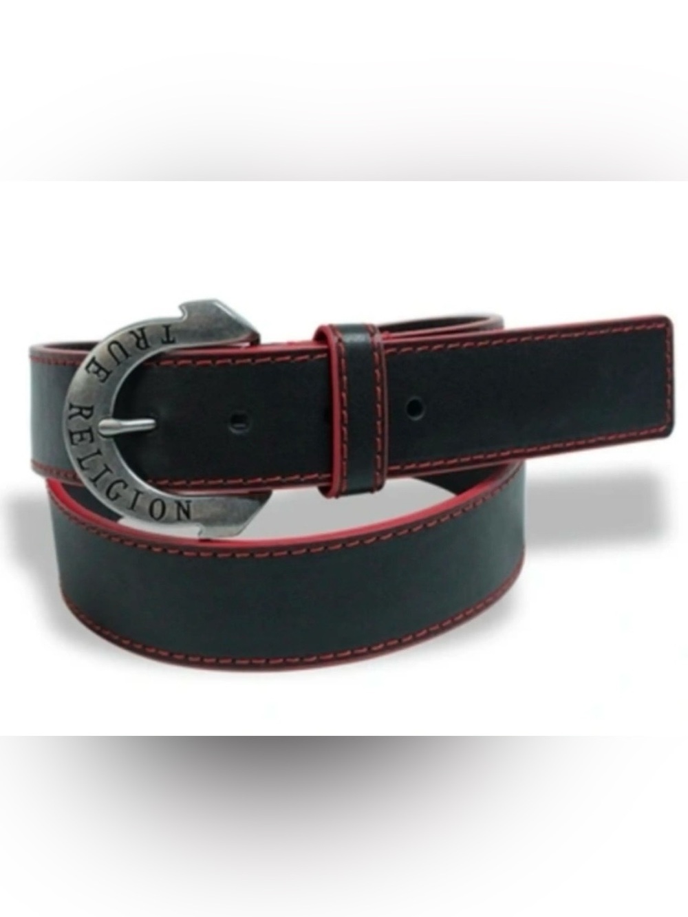 True Religion Red Big T Leather Belt